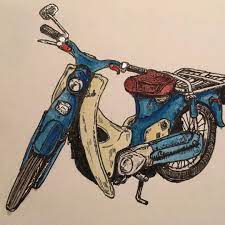 ホンダスーパーカブ 初期 のを描いてみました ホンダカブ ホンダが好きだ グラフィックデザイン グラフィックアート イラストグラム イラスト練習 工芸 ホンダバイク ホンダカーズ 本田技研工業 バイクのある風景 バイク女子 バイ humanoid sketch