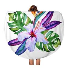 Hibiscus flower for sale, lagos, nigeria. 60inch 150cm Round Beach Towel Blanket Tropical Flowers In Watercolor Hibiscus Plumeria Monstera Palm Bird Travel Towels Mat Tapestry Buy At A Low Prices On Joom E Commerce Platform