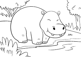 Tiere malvorlagen kostenlos zum ausdrucken fur kinder. Ausmalbilder Zum Ausdrucken Tiere Susses Nilpferd Steht Am Wasserloch