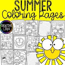 Color pictures of sizzling suns, seashells, beach sandcastles, swimming pools and more! Summer Coloring Pages Writing Papers Made By Creative Clips Clipart