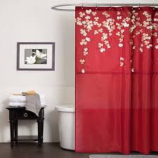Bathroom Decor Flower Drop Shower Curtain Dark Red Floral Fabric Bath Modern New Red Shower Curtains Lush Decor Bathroom Red