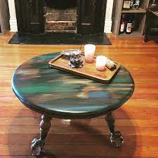 View sold price and similar items: Antique Claw Foot Coffee Table Chalk Painted Top Blended Blues Brass Claw Feet