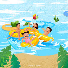 The woman shown in this clip art image, is carrying a pail and shovel and a tire inner tube, wearing a sundress and flip flops. Sea Under The Sea Clipart Swimming Kidssea Blue Png Transparent Clipart Image And Psd File For Free Download