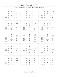Third Grade Math Worksheets All About Worksheet Fact Family Worksheet Multiplication And Division Worksheets Fact Families Multiplication