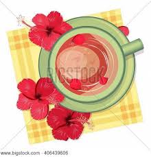 3 hibiscus flowers, with buds and leaves. Karkade Tea Green Vector Photo Free Trial Bigstock