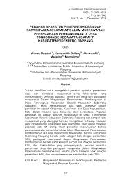 8 contoh masalah sosial dalam masyarakat yang umum terjadi dapat dengan mudah ditemui pada kehidupan zaman sekarang, seperti masalah kemiskinan, pendidikan, hingga kenakalan remaja. Pdf Peranan Aparatur Pemerintah Desa Dan Partisipasi Masyarakat Dalam Musyawarah Perencanaan Pembangunan Di Desa Tonrongnge Kecamatan Baranti Kabupaten Sidenreng Rappang