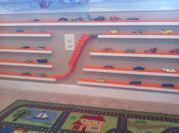 Hotwheels Display Wood Blocks With Track And Car Shoot Added Hot Wheels Room Storage Kids Room Kids Room Storage Diy