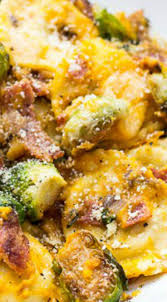 Butternut Squash Ravioli Bake Filled With Brussels Sprouts Shallots And Bacon An Indulgent Ye Butternut Squash Ravioli Tortellini Recipes Brussels Recipe