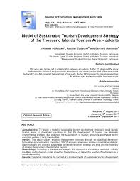 Under section 24 of the tourism tax act 2017, an operator can apply to the director general to deduct from the operator's return the amount of ttx paid not allow the person to work in malaysia so he/she is a considered a tourist. Pdf Model Of Sustainable Tourism Development Strategy Of The Thousand Islands Tourism Area Jakarta