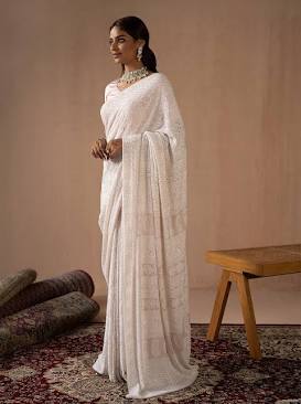 The timeless grace of a handcrafted Chikankari saree, AI generated