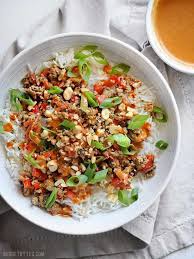Hoisin Stir Fry Bowls With Spicy Peanut Sauce Recipe Ground Turkey And Sausage Recipe Sausage Recipes For Dinner Turkey Sausage Recipes