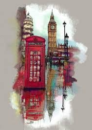 Watercolor London London Drawing London Art Travel Drawing