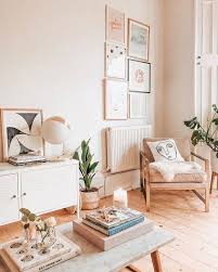 Accent Chair With Mini Gallery Wall For Corner Long Wall Pink Living Room Living Room Decor Room Decor