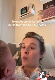 Latch is improving everyday, but she’s still offended by that right side  😅. #breastfeeding #clusterfeeding #twomoms #newborn @Tonya Johnson