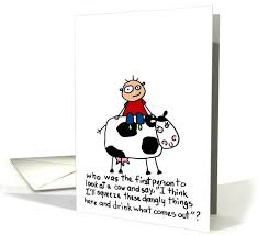 Cow Milk Curiosity Card Birthday Cards Cow Funny Birthday Cards