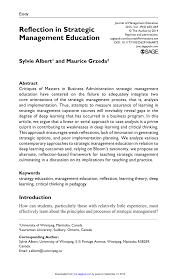 There are many different types of assignments that students are required to work on in the course of their academic lives. Pdf Reflection In Strategic Management Education