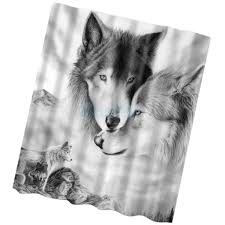 Extra Long Wolf Shower Curtain Bathroom Sheer Water Resistant Panel 1 8x1 8m Custom Shower Curtains Curtains Vinyl Shower Curtains
