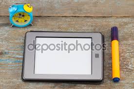 E Book Reader And Alarm On Wooden Table Stock Photo Sponsored Alarm Reader Book Wooden Ad In 2020 Ebook Reader E Book Books