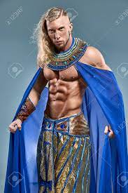 The Man In The Image Of The Ancient Egyptian Pharaoh On Blue Egyptian Fashion Egypt Fashion Egyptian Pharaohs