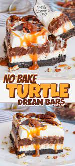 No Bake Turtle Dream Bars Homemade Desserts Dessert Recipes Baked Dessert Recipes