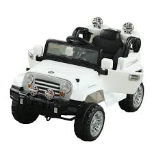 Aosom 12v Kids Electric Ride On Jeep With Remote Control 2 Speeds Lights Mp3 Lcd Indicator White Toy Trucks Jeep Remote Control