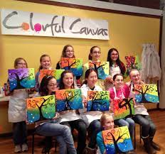 12 Year Old Girls Enjoyed This Swirly Tree Painting For A Friday Night Birthday P 12 Year Old Birthday Party Ideas Art Birthday Party 12th Birthday Party Ideas