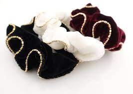 Velvet Scrunchies Set Golden Chain Trim Hair Scrunchie Pack Women Hair Accessories Hair Accessories Jewelry Hair Accessories Headbands Handmade Hair Accessories