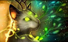 See more ideas about animal drawings, cat drawing, drawings. Hd Wallpaper Fantasy Art Glowing Antlers Green Eyes Cat Wallpaper Flare