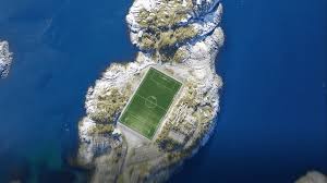 It is located on several small islands off the southern coast of the large island of austvågøya in the lofoten archipelago. Henningsvaer Stadium Norway S Scenic Football Field