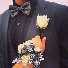 Prom Black And Silver Corsage And Boutonniere Silver Prom Dress Prom Corsage And Boutonniere Corsage Prom