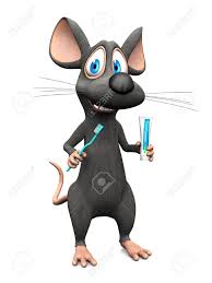 Un Sonriente Raton De Dibujos Animados Lindo Que Sostiene Un Cepillo De Dientes En Una Mano Y La Pasta De Dientes En El Otro Listo Para Lavarse Los Dientes Fondo Blanco Fotos