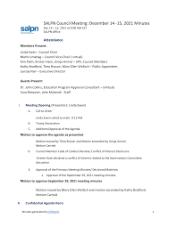 SALPN Council Meeting: December 14 -15, 2021 Minutes