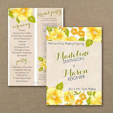Wild Rose Program Card Marigold Yellow Wedding Invitations Engagement Invitation Cards Engagement Invitations