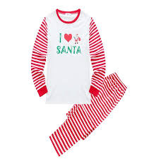 Efinny Asian Size Christmas Family Matching Pajamas Set I Love Santa Adult Dad Mum Kid Sleepwear