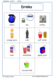 drinks english vocabulary worksheet english treasure trove