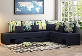 Buy Mckellen L Shape Right Aligned Corner Sofa Cum Bed Indigo Ink Online In India Wooden Street
