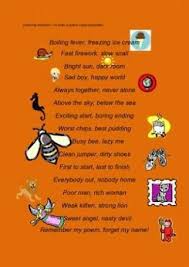 Opposites Poem Writing Poetry Kindergarten Poems Opposite Words