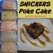 A delicious doctored cake mix recipe with creamy instant banana pudding. Snickers Poke Cake Crafty Morning