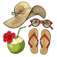 Summer Time Vacation Attributes Beach Illustration Illustration Beach Hat Illustration