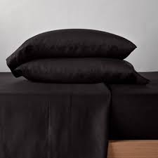 Top flat sheet, bottom fitted sheet and two standard pillowcases. Black Jersey Sheets Target