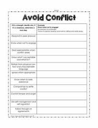 Avoid Conflict Worksheet Conflict Resolution Worksheet Conflict Resolution Social Skills Training