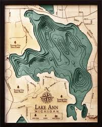 Lake Ann Traverse City 3 D Nautical Wood Chart 16 X 20