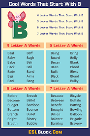 6 letter words that start with b · baaing · babble · babied · babies · babkas · baboon · baboos · babuls . Awesome Cool Words That Start With B English As A Second Language