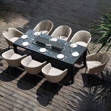 Quality & service that beats big box stores. Maze Lounge Outdoor Fabric Ambition 8 Seat Rectangular Dining Set With Fire Pit Table Taupe Fire Pit Dining Set Rectangular Dining Set Rectangular Fire Pit