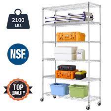 Contact us if you have any questions. Waiting For You Bigacc 6 Tier Nsf Wire Shelving Unit Wire Shelf Metal Rack Shelving Commercial Heavy Duty Height Adjustable Wire Shelves 18 X48 X82 With Wheels Feet Levelers For Garage Warehouse Office Kitchen Kitchen