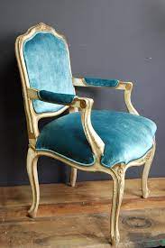 vintage peacock blue velvet louis xv fauteuil chair vintage velvet chairs blue velvet chairs blue rocking chair