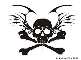 Skulls with wings, on the old grunge dark background. Tattoo Design Skull And Wings By Highvoltagestudios On Deviantart