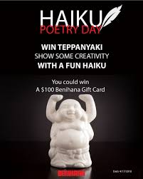 It owns or franchises 116 japanese cuisine restaurants around th. Benihana On Twitter Haiku Poetry Day Is April 17 Tweet A Haiku Inspired By Benihana With Haikuforbeni And You Could Score A 100 Benihana Gift Card Haikuforbeni Https T Co Kydto0sl2t