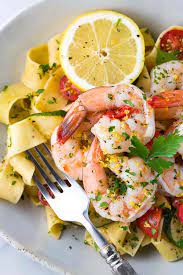 Shrimp Pasta With Lemon Garlic Sauce Jessica Gavin Recipe Healthy Prawn Recipes Lemon Garlic Pasta Seafood Recipes