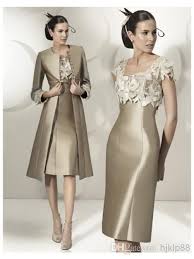 2016 Hot Sale Elegant Sheath Party Dress Lace Satin Mother Of The Bride Dress Knee Length Dress With Jacket Mother Of The Bride Dress And Jacket Mother Of The B Bride